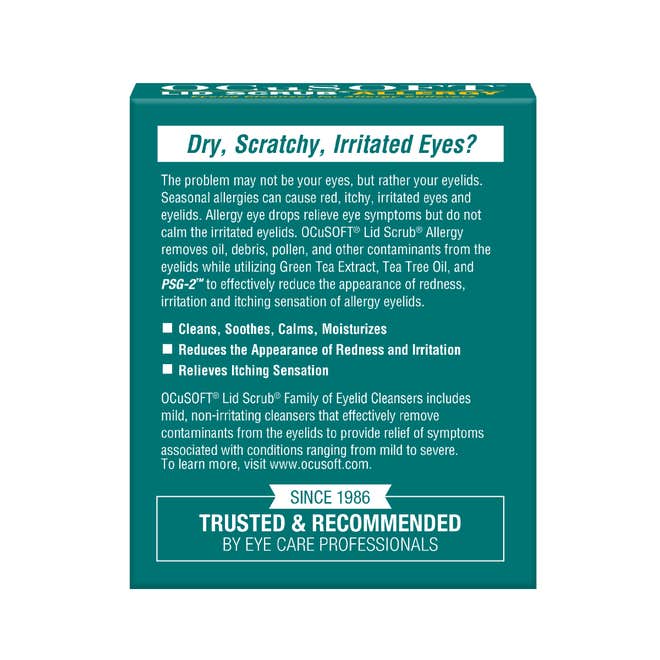 OCuSOFT Lid Scrub Allergy Eyelid Cleanser - 30/BOX